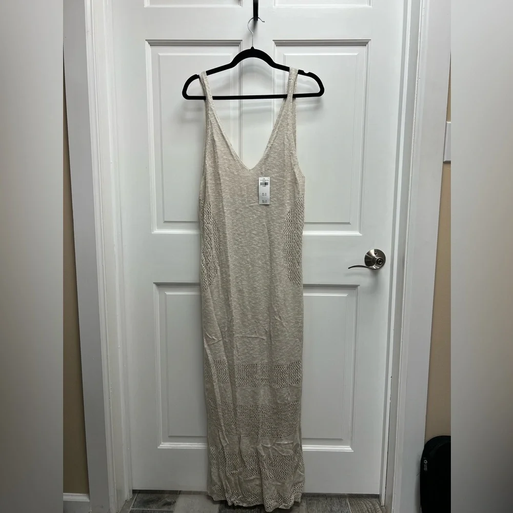 Abercrombie & Fitch Crochet Maxi Swim Coverup Dress Off-White